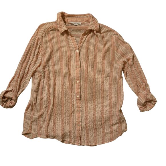 Anthropologie Jane + Delancey Small Gauzy Button Down Petal Pink Beachy Coastal - Picture 1 of 7